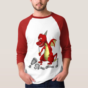 Roter Drache, der Ritter aus den Zähnen holt T-Shirt