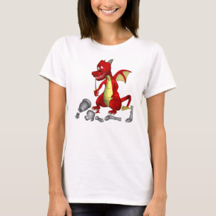 Roter Drache, der Ritter aus den Zähnen holt T-Shirt