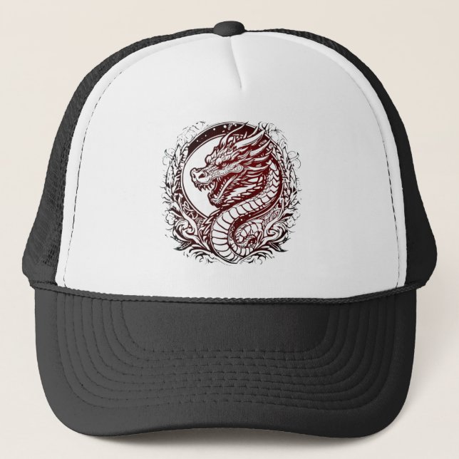 Roter Drache der Weisheit Truckerkappe (Vorderseite)