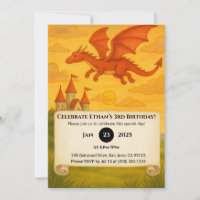 Roter Drache fliegt über das Klippen-Schloss Gebur