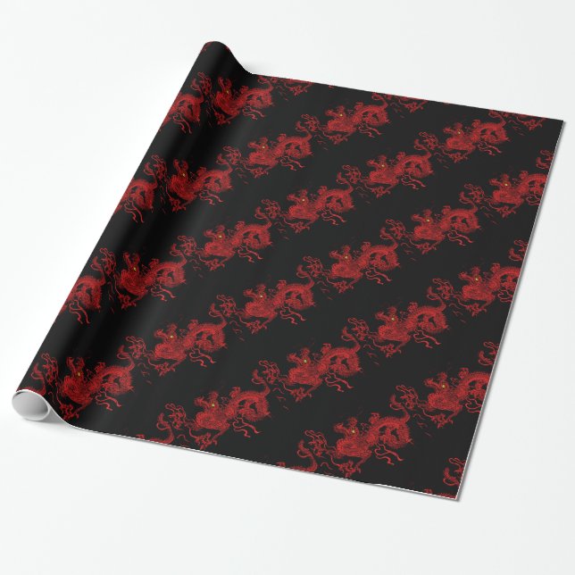 Roter Drache Geschenkpapier (Ungerollt)