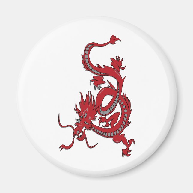 Roter Drache - Jahr des Drachen Magnet (Vorne)