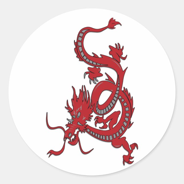 Roter Drache - Jahr des Drachen Runder Aufkleber (Vorderseite)