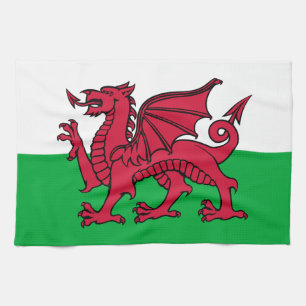 Roter Drache Keltische Flagge von Wales & Walisisc Geschirrtuch