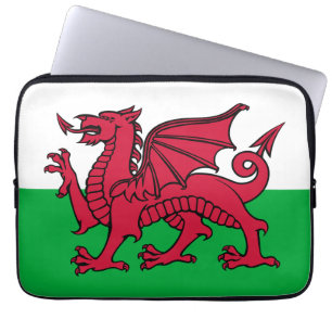 Roter Drache Keltische Flagge von Wales & Walisisc Laptopschutzhülle