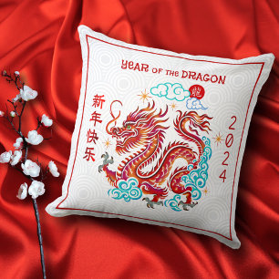 Roter Drache Papercut Chinesisches Neujahrsfest 20 Kissen