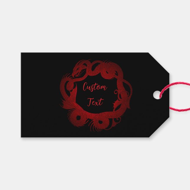 Roter Drache Personalisiert Geschenkanhänger (Vorderseite (Horizontal))