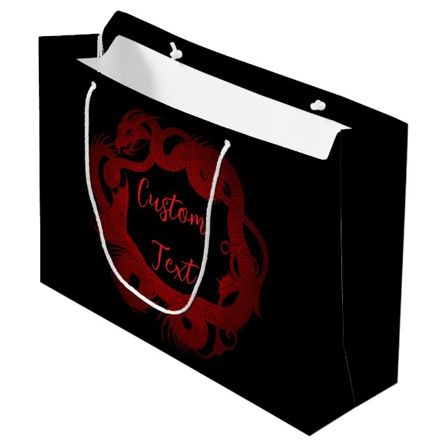 Roter Drache Personalisiert Große Geschenktüte (Vorderseite Schrägansicht)