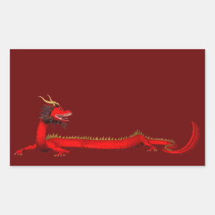 Roter Drache Rechteckiger Aufkleber