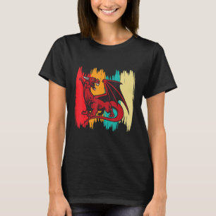 Roter Drache Retro Mythologie Mittelalter Ritter T-Shirt