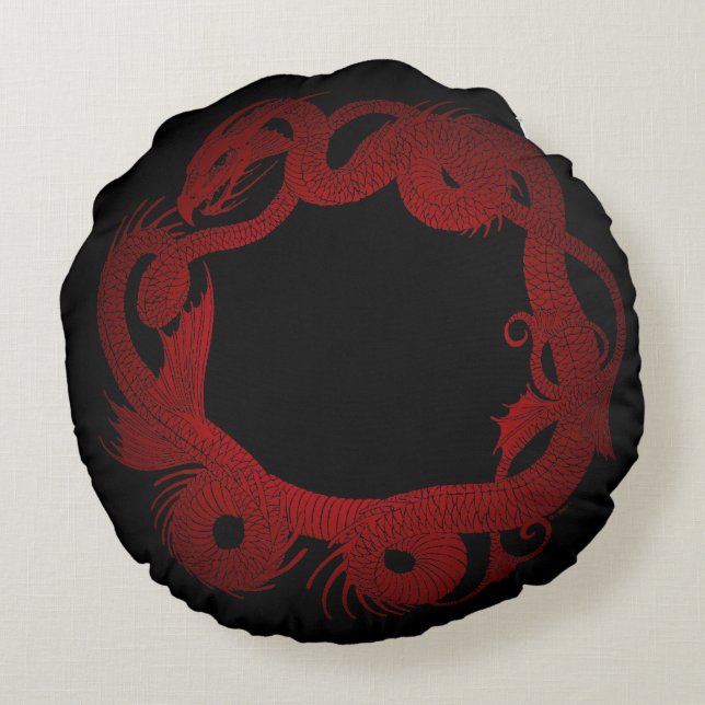 Roter Drache Rundes Kissen (Rückseite)