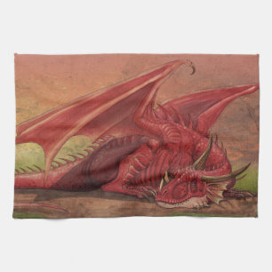 Roter Drache Schlafens Handtuch