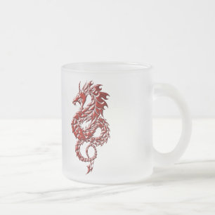 Roter Drache steigende 10-Unze-mattierte GlasTasse Mattglastasse