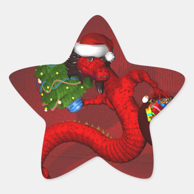 Roter Drache Stern-Aufkleber (Vorderseite)