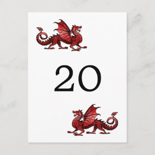 Roter Drache Tischnummer Postkarte