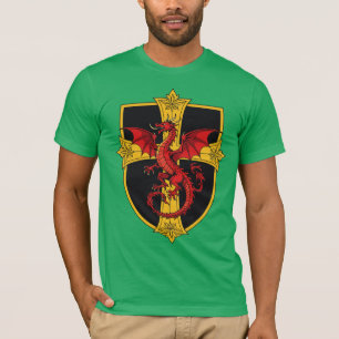 Roter Drache und mittelalterliches Kreuz T-Shirt