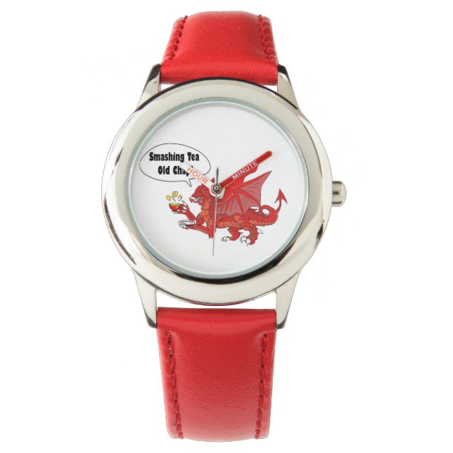 Roter Drache von Wales Armbanduhr (Vorderseite)
