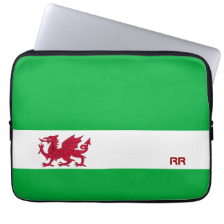 Roter Drache von Wales auf weißer grüner Laptopschutzhülle