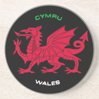 Roter Drache von Wales (Cymru), Schwarzes, Weiß, Getränkeuntersetzer