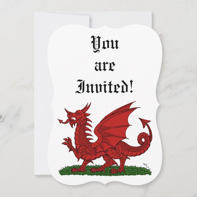 Roter Drache von Wales Einladung (Vorderseite)