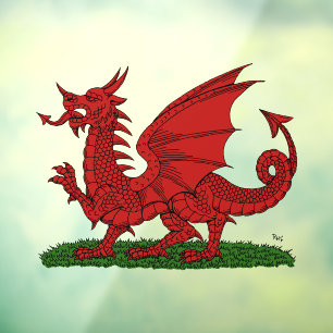Roter Drache von Wales Fensteraufkleber