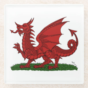 Roter Drache von Wales Glasuntersetzer