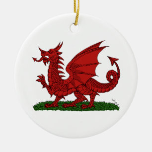 Roter Drache von Wales Keramik Ornament