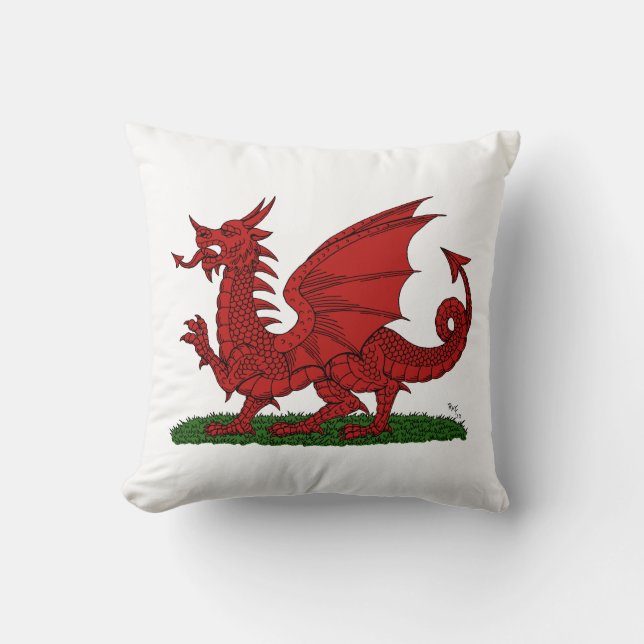 Roter Drache von Wales Kissen (Vorderseite)
