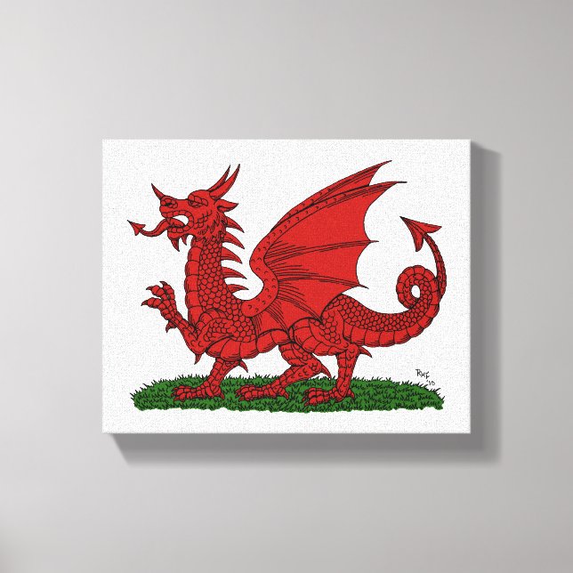 Roter Drache von Wales Leinwanddruck (Vorderseite)