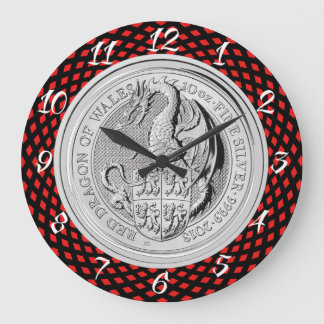 ROTER DRACHE VON WALES-MÜNZE GROßE WANDUHR