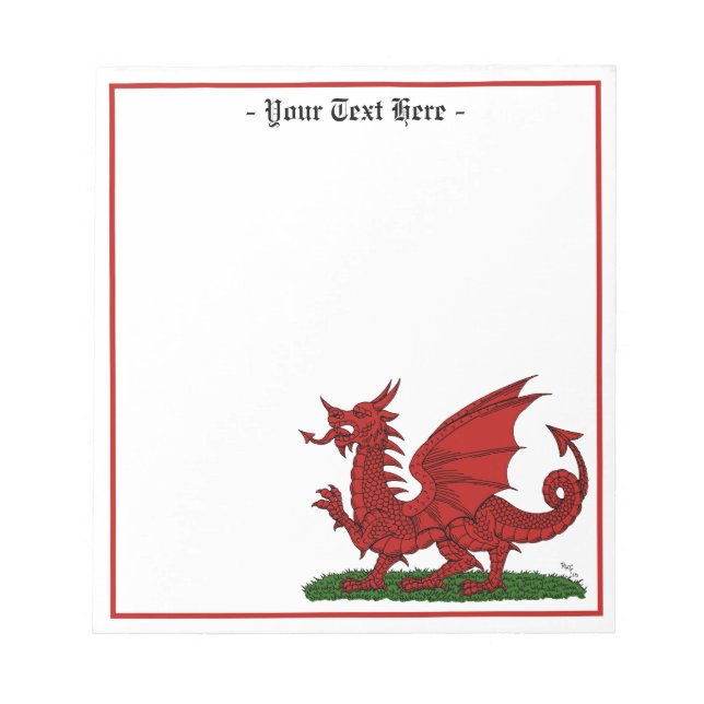 Roter Drache von Wales Notizblock (Vorderseite)