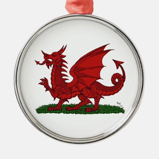 Roter Drache von Wales Ornament Aus Metall (Vorne)