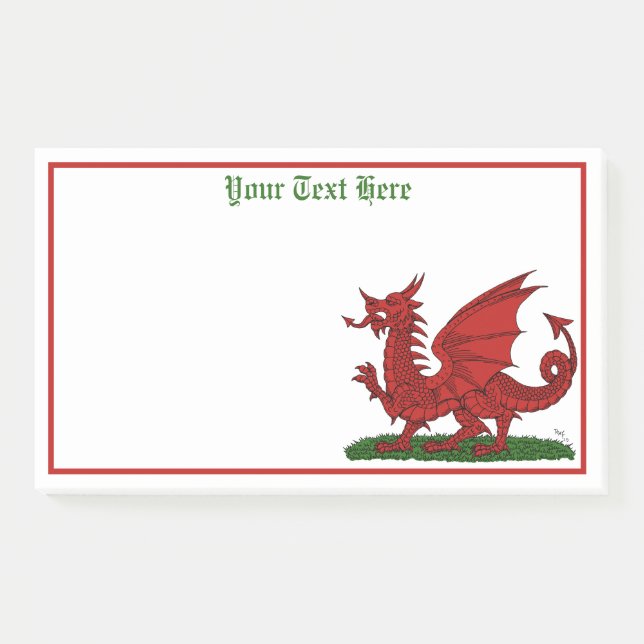 Roter Drache von Wales Post-it Klebezettel (Vorderseite)