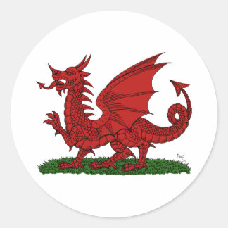 Roter Drache von Wales Runder Aufkleber