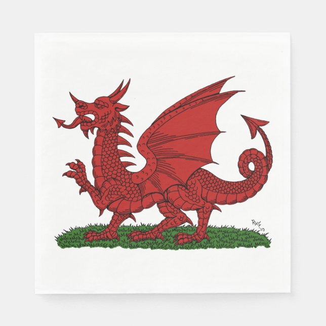 Roter Drache von Wales Serviette (Vorderseite)