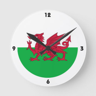 Roter Drache von Wales-Wanduhr Runde Wanduhr