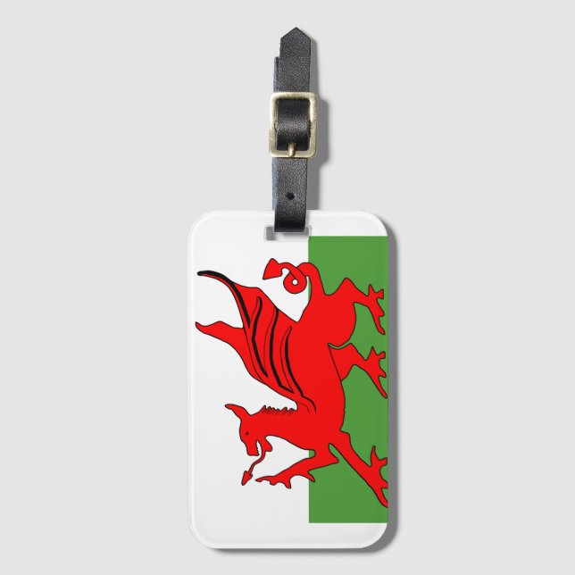 Roter Drache Welsh Flagge Gepäckanhänger (Vorderseite Vertikal)