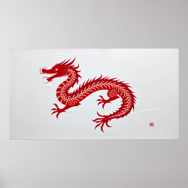 Roter Drachen Canvas Poster (Vorne)