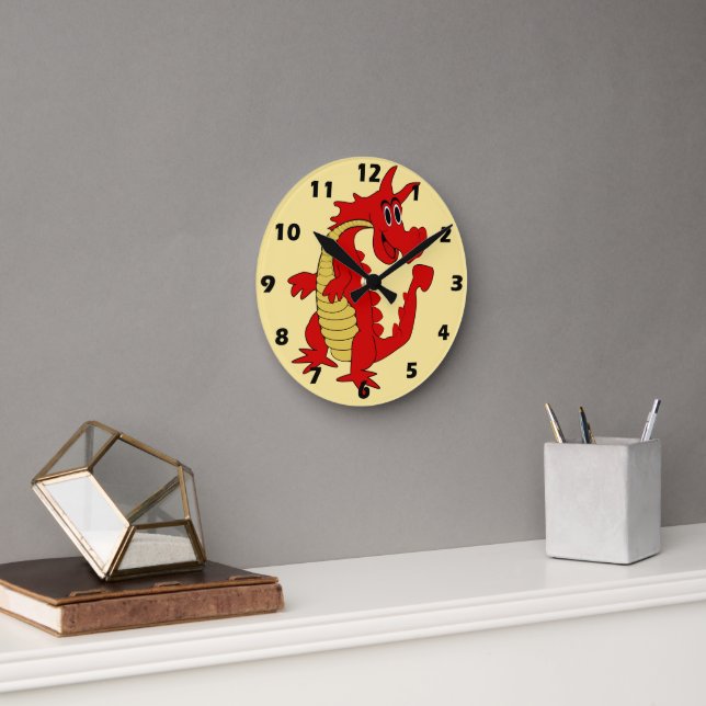 Roter Drachen-Design Runde Wanduhr (Büro)