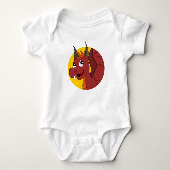 Roter Drachenjunge Cartoon Baby Strampler (Vorderseite)