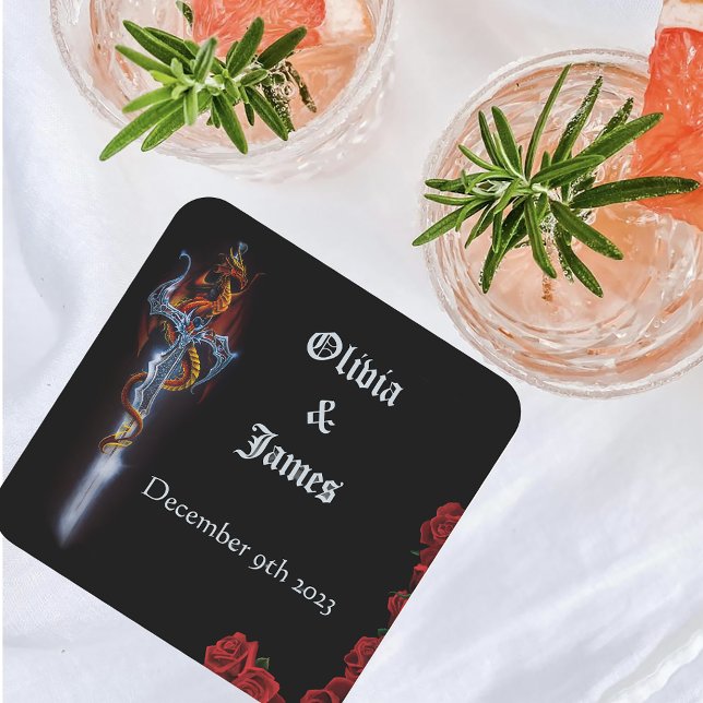 Roter Drachenschwert-Rose Rechteckiger Pappuntersetzer (Von Creator hochgeladen)