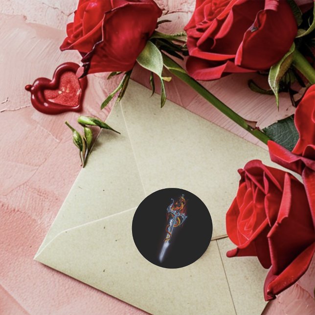 Roter Drachenschwert-Rose Runder Aufkleber (Von Creator hochgeladen)