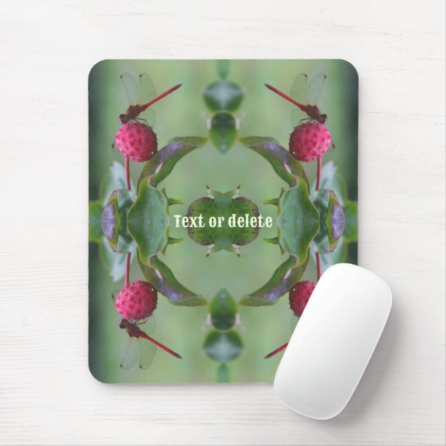 Roter Dragonfly auf Dogwood Frucht Personalisiert Mousepad (Mit Mouse)