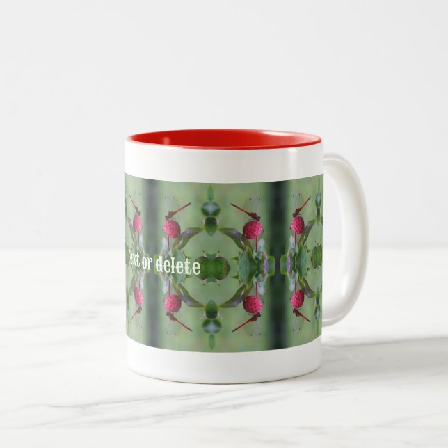Roter Dragonfly auf Dogwood Frucht Personalisiert Zweifarbige Tasse (VorderseiteRechts)