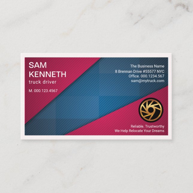 Roter Dreieck Blauer Karo LKW Transporter Visitenkarte (Vorderseite)