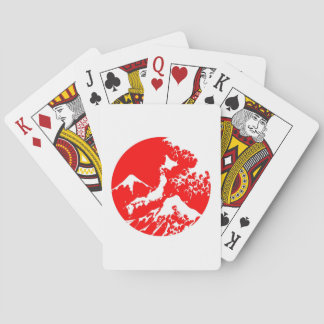roter Druck des 富士山 Fujisans Japan künstlerisch Spielkarten