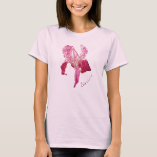 Roter Druck in Iris auf Rosa oben T-Shirt