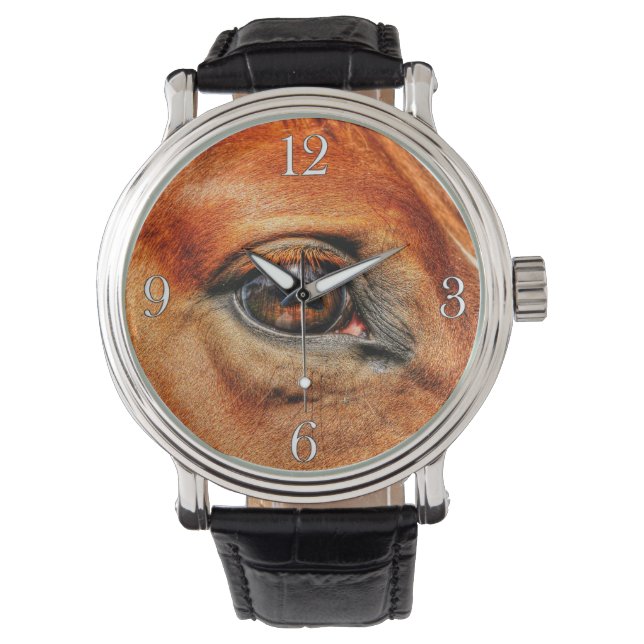 Roter Dun Horse Eye Equine Foto Portrait Armbanduhr (Vorderseite)