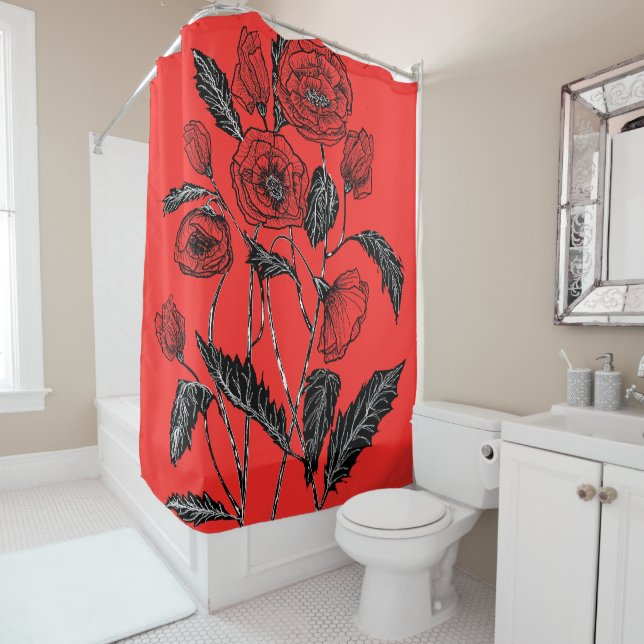 Roter Duschvorhang mit Pfefferkuchen Wählen Sie Fa (Beispiel)