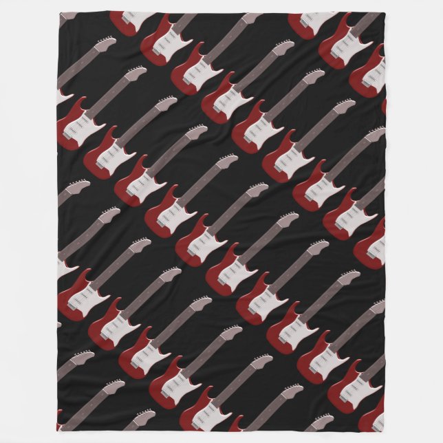 Roter E-Gitarren-Entwurf Fleecedecke (Vorderseite)